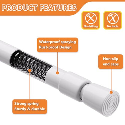 KXLife 4 Pack 5/8" Spring Tension Curtain Rod, Adjustable Tension Rods White 18 to 30 Inch, RV Tension Bars, Tension Rod for Closet - color: White-4 Pack, size: 18-30Inch
