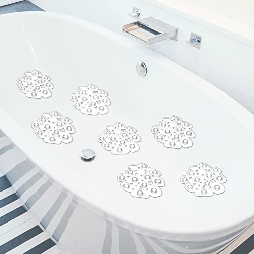 Riakrum 12 Pcs Non Slip Bathtub Stickers, Clear Anti Slip Shower Treads with Strong Suction Cups, Pebble Provides Traction Machine Washable No Residue, Safe(Transparent) - color: Transparent