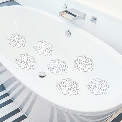 Riakrum 12 Pcs Non Slip Bathtub Stickers, Clear Anti Slip Shower Treads with Strong Suction Cups, Pebble Provides Traction Machine Washable No Residue, Safe(Transparent) - color: Transparent