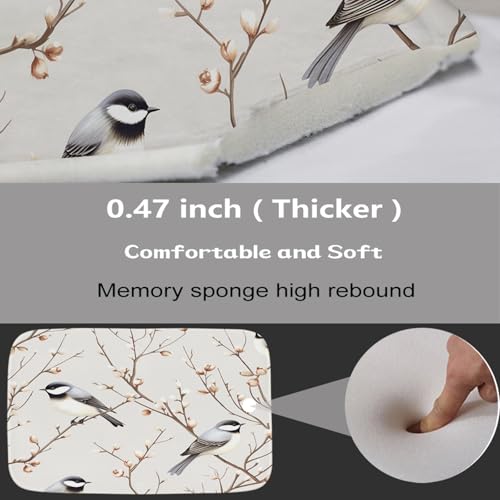 Cute Modern Bird Nature Bathroom Rugs and Mats Sets 3 Piece, Memory Foam Bath Mat, U-Shaped Contour Shower Mat Non Slip Absorbent, Velvet Washable 20 x 31 inch White - color: Color22