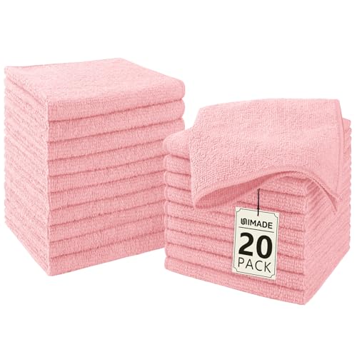 Washcloths 20 Pack Face Towels (12" x 12"), Highly Soft Wash Cloths | Hand Towels, Fast Drying Multi-Purpose Microfiber Cleansing Cloths for Bathroom, Hotel, Spa, and Salon Pink - color: Pink, size: 20Pack