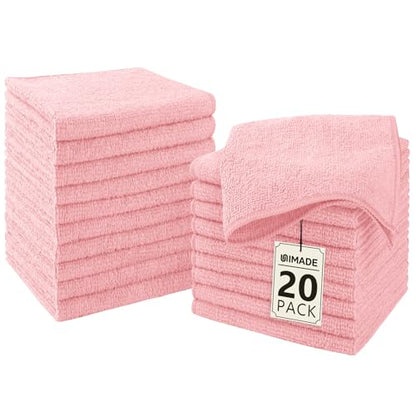Washcloths 20 Pack Face Towels (12" x 12"), Highly Soft Wash Cloths | Hand Towels, Fast Drying Multi-Purpose Microfiber Cleansing Cloths for Bathroom, Hotel, Spa, and Salon Pink - color: Pink, size: 20Pack