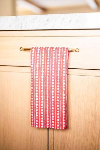 Kitchen Towels, Dish Towels for Kitchen, 2 Pc Kitchen Towel Set | Microfiber Waffle Towels, 16 x 26 inches, with Hanging Loops, Reusable Tea Towels, Cute Kitchen Towels - 2 Pack - color: Red Multi