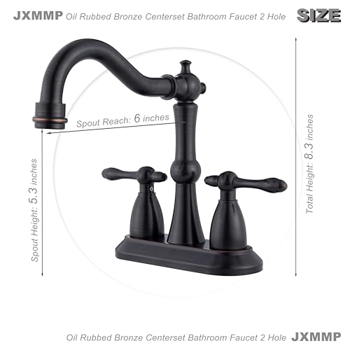 Oil Rubbed Bronze Antique Bathroom Faucet 2 Hole, Stainless Steel Centerset 4 inch Bathroom Faucet 2 Handle with Drain and Supply Hose, Brushed Bronze Faucet for Bathroom Sink - color: Oil Rubbed Bronze
