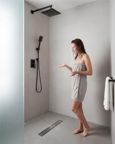28 Inch Brushed Stainless Steel Linear Shower Drain | CUPC Certified 2-in-1 Tile Insert for Curbless Showers. 304 Steel, 15.8GPM Flow. Includes Hair Catcher & Adjustable Feet. - color: Brushed Stainless, size: 28in