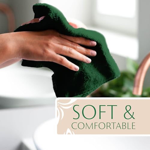 MAURA Hunter Green Hand Towels for Bathroom. Luxury Turkish Cotton Bath Hand Towels Set of 6. Ultra-Soft, Thick & Plush - Dark Green - color: Midnight Green, size: Hand Towel (6-Pack)