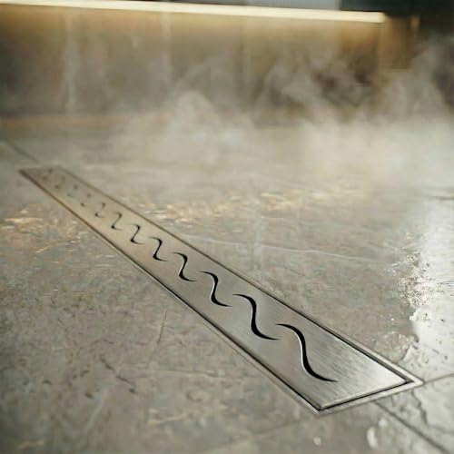 Linear Shower Drain, 28 inch Brushed Nickel | Including Hair Catcher and Removable Grate, 304 Stainless Steel, Easy to Install and Clean (Drain Base Not Included) - color: Brushed Nickel, size: 28 inch