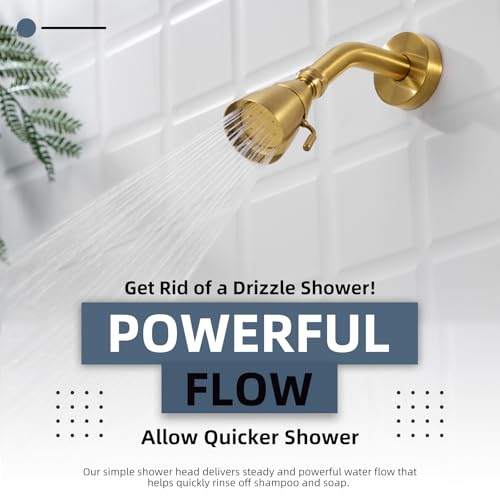 Angle Simple High Flow Shower Head Adjustable, G 1/2, Brushed Dark Gold | Brass, High Pressure Shower Sprayer for Outdoor, Adjustable Angle and Water Flow, No Flow Restrictor, Easy to Wash Clean - color: Brushed Dark Gold