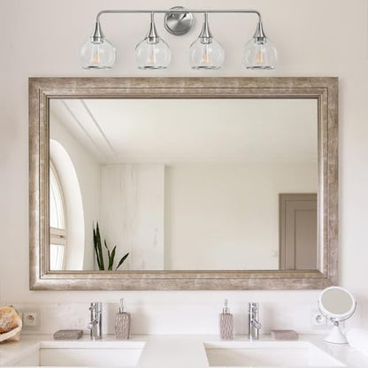 Brushed Nickel Bathroom Light Fixture 4 Lights Bathroom Vanity Lights Over Mirrors with Clear Glass Shade 30.7 inch Wall Sconce Lighting Bath(Exclude E26 Bulb) - color: Brushed Nickel, size: 4 Light