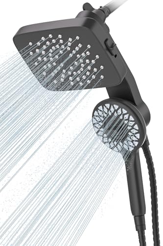 Cobbe® Dual Shower Head with Magnetic Handheld, Matte Black | Rain Shower Combo, 2-in-1 Fixed & Detachable, Multiple Spray Modes, Built-in Magnet Dock, 6ft Hose - color: Black
