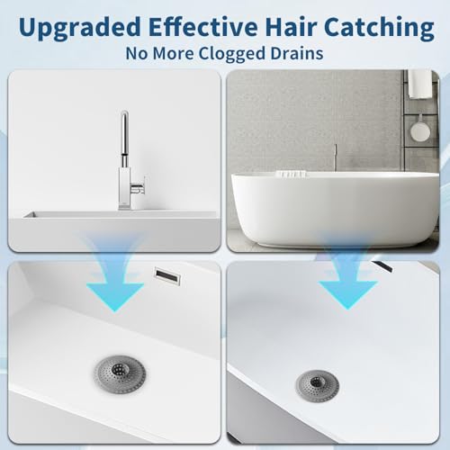 3Pcs Silicone Hair Catcher Shower Drain for Bathtub & Sink Trap/Strainer | 3 Pack Anti-Clog Collapsible Tub Protector Cover, Pet Hair Stopper fit 1 1/2" to 1 5/8'' Bathroom, Shower Stall & Sink Drains - color: Dull Grey