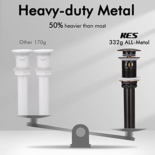 KES Bathroom Faucet Vessel Vanity Sink Pop Up Drain Stopper with Overflow Oil Rubbed Bronze, ALL Metal Rustproof Brass and 304 Stainless Steel, S2008A-ORB - color: Oil Rubbed Bronze, style: With Overflow, 1 Pack