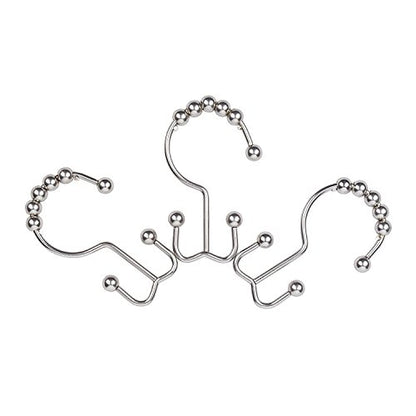 Metal Double Glide Roller Shower Curtain Hooks Rings, Nickel,12pcs | 100% Stainless Steel, Curtain Hooks Rings for Bathroom Shower Rods Curtains and Liners, Easy Glide Rollers - color: Nickel