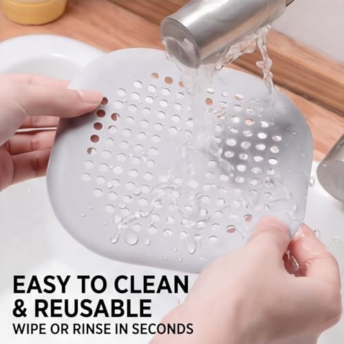 2 Pcs Shower Drain Hair Catcher Kitchen Silicone Sink Strainer Bathroom | Hair Drain Shower Catcher, Silicone Drain Protector Hair Stopper with Suction Cup for Shower Kitchen Bathroom Bathtub Sink - color: White&grey