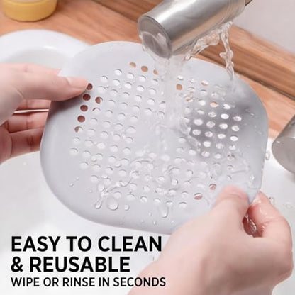 2 Pcs Shower Drain Hair Catcher Kitchen Silicone Sink Strainer Bathroom | Hair Drain Shower Catcher, Silicone Drain Protector Hair Stopper with Suction Cup for Shower Kitchen Bathroom Bathtub Sink - color: White&grey