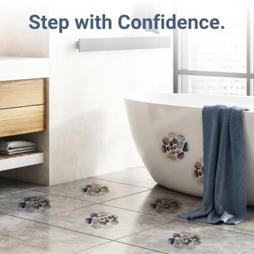UKCOCO 10pcs Anti Slip Shower Stickers, 5.91”Adhesive Decals Safety Strips with Scraper, Anti Skid for Bath Tub Shower Floor Stairs Kitchen