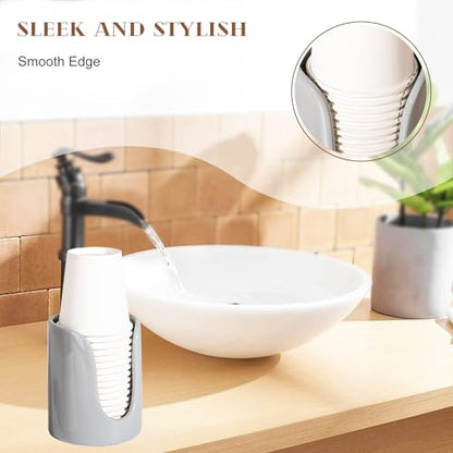 Ceramic Bathroom Cup Dispenser, Fits 3–4 Oz Cups, 1 Pack, Grey | Small Countertop Cup Holder for Mouthwash & Rinsing – Non-Slip Base, Easy-Access Design, Kitchen & Bathroom Ready - color: Grey, size: 1 Pack
