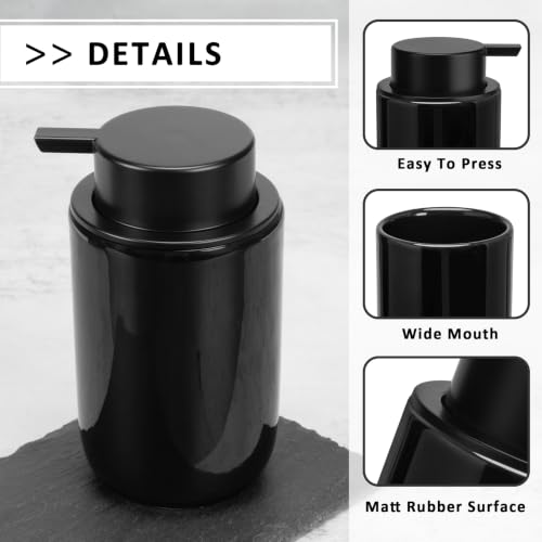Soap Liquid Dispenser Ceramic with Easy-to-Press Pump Hand Liquid Dispenser for Shampoo Bathroom Countertop 13.5 oz - color: Liquid-shinyblack