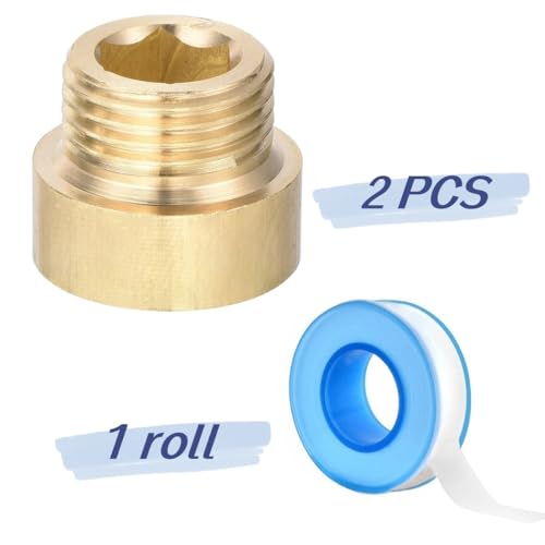 Shower Head Extension Arm, 2 Pack Brass G1/2 Male to G1/2 Female Thread 20mm Length Pipe Fitting Coupler Copper Shower Head Extender with 8M PTFE Pipe Sealant Tape - style: 20mm