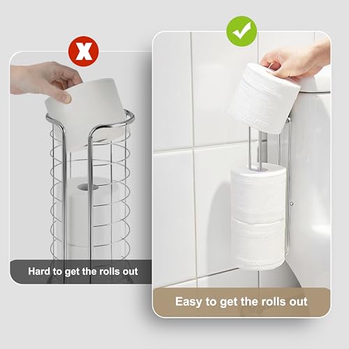 Silver Toilet Paper Holder with 3 Rolls Reserve, Stainless Steel Toilet Paper Holder Wall Mount, Over The Tank Bathroom Organization, Brushed Nickel and Chrome Tissue Holder for RV, Restrooms, 1Pcs - color: Silver, 1pcs, 12.99in