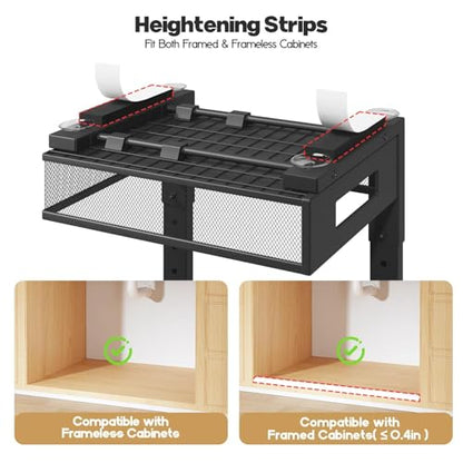 2-Tier Under Sink Organizer With Sliding Drawers, Pull-Out Cabinet Organizer With Adjustable Height, Kitchen & Bathroom Storage Shelf, Black, 1 Pack