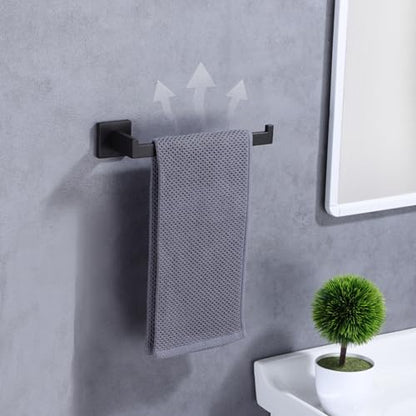 LANC Bathroom Hand Towel Holder Matte Black Hand Towel Bar 2 Pack 10 Inche Right Side Square Towel Ring for Kitchen Toilet Wall Mount Stainless Steel Modern Towel Rack Hanger,A8806MB-P2 - color: Matte Black, size: 2 Pack(Right Hand)