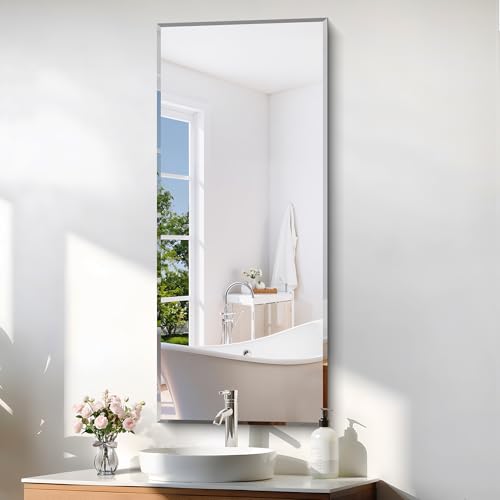 KOCUUY Beveled Mirror, 20x48 Inch Frameless Bathroom Mirror for Over Sink, Upgraded Shatterproof Beveled Unframed Design Mirror for Bathroom, Bedroom, Hang Horizontal/Vertical - color: Beveled, size: 20"L x 48"W