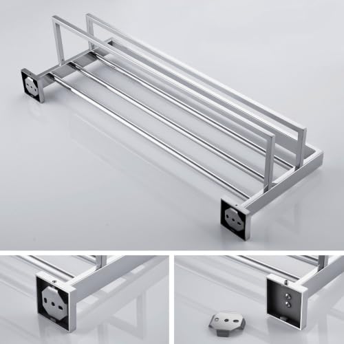 KOKOSIRI 24'' Bathroom Towel Shelf Chrome Towel Rack with Two Bath Towel Bars SUS304 Stainless Steel Wall Mounted, Polished Finish, B6003CH - color: Polished Chrome, size: 24-Inch