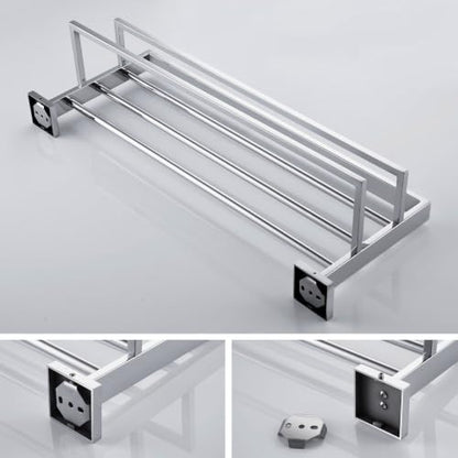 KOKOSIRI 24'' Bathroom Towel Shelf Chrome Towel Rack with Two Bath Towel Bars SUS304 Stainless Steel Wall Mounted, Polished Finish, B6003CH - color: Polished Chrome, size: 24-Inch