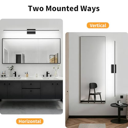 LED Bathroom Vanity Light, Modern Bathroom Light Fixture Over Mirror (Cool White 6000K), Vanity Light Bar with Angle Adjustable, 48 Inch, Black - color: Black-Cool White, size: 48 inch