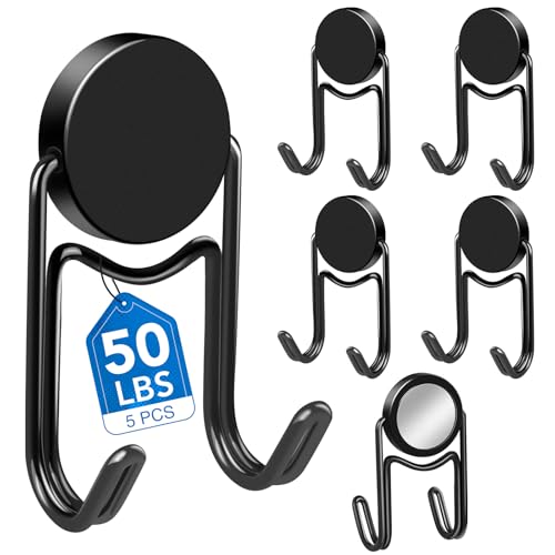 LOVIMAG Magnetic Hooks for Cruise Cabins 50LBS+ 5 Pcs | Cruise Essentials 2026, Heavy Duty Magnets Hook for Ship Classroom Beach Vacation Kitchen Home, Black - color: Black, size: 1in