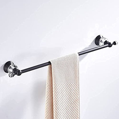 WINCASE Crystal Towel Bar, Black Adjustable Towel Rack, Single Hand Towel Holder Bathroom Shower Towel Rail Rod Modern Luxury Wall Mount Matte Black - color: Black Towel Bar