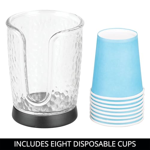 iDesign Paper Bathroom-Holds 3 oz Includes 8 Clear/Black Rain Disposable Cup Dispenser - color: Clear/Black
