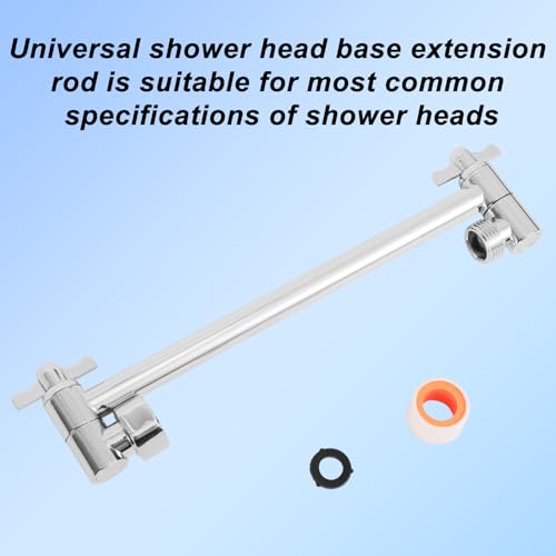 Adjustable Shower Head Extension Arm, 11in Shower Arm Extender with Locking Nut Universal G1/2 Male to Female Connection Anti-Leak Design for Fixed & Handheld Showerheads