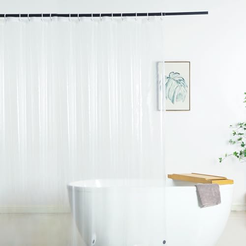 Extra Wide Shower Curtain Liner 84 x 72 Inch Clear Midweight Bathroom Shower Curtains with Rings and 3 Weighted Magnets, Premium PEVA, Waterproof Plastic Shower Liner, 84x72 inch Clear - color: Clear, size: 84"W x 72"L (Pack of 1)