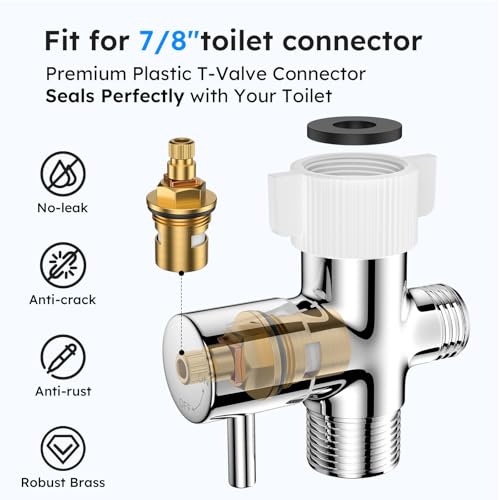 Arofa Handheld Bidet Sprayer, Bidet Attachment for Toilet, Brushed Nickel | Adjustabel Water Flow, Leak-Free Hose, 7/8" T-valve, Fits Two-Piece Toilet, Feminine/Baby Wash, Easy Install, Stainless Steel - color: Brushed Nickel, size: 1 Pack