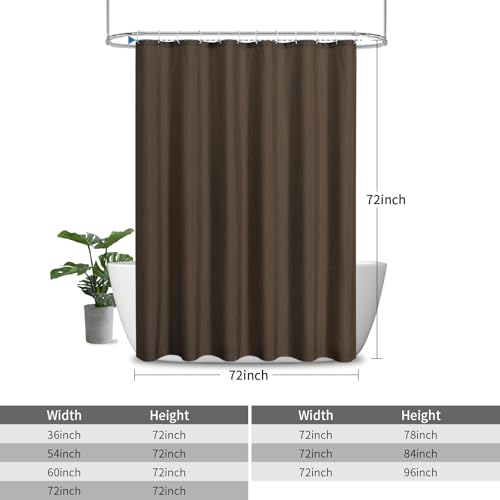 2-in-1 Waterproof Fabric Shower Curtain,No Separate Liner Needed,Linen Textured,Effortless Cleaning & Washable Bathroom Shower Curtain Set with 12 Plastic Hooks,72"x72",Brown - color: Brown, size: 72"W x 72"L (Pack of 1)