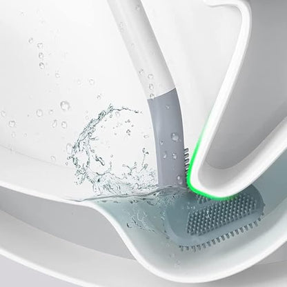 Toilet Brush, Long Handle Golf Toilet Brush with Holder 360° Deep Cleaning Flexible Silicone Toilet Cleaner Brush Wall Mounted for Bathroom (2Pcs White Brush) - color: 2pcs White Brush