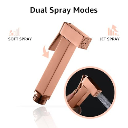 Handheld Bidet Sprayer for Toilet, Cloth Diaper Sprayer with Wall Mounts (ABS) and Hand Held Bidet Bathroom Hose (Stainless Steel), Jet Spray for Toilet, Muslim Shower, Easy to Install (Rose Gold) - color: Rose Gold