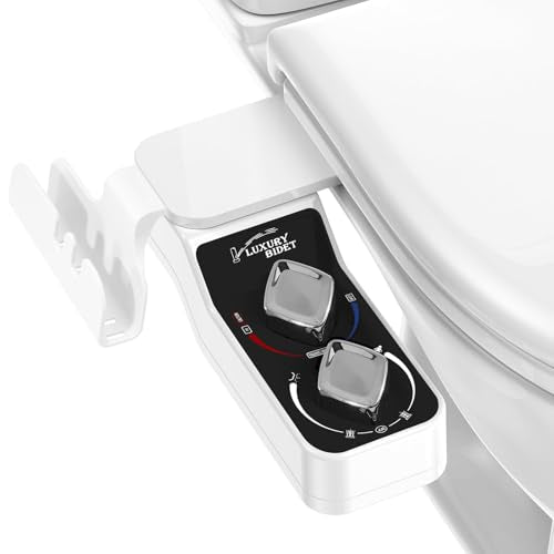 Bidet Attachment for Toilet Warm and Cold Water, Dual Nozzle, Non-Electric Bidet with Adjustable Water Pressure for Toilet Seat, Self-Cleaning, Rear and Feminine Wash (Chrome) - color: Black Chrome