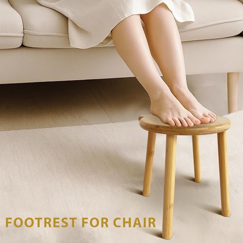 9.8 in Small Wooden Stool, Non-Slip Small Round Stool, Portable and Sturdy, Suitable for Footstools in Bedroom, Bathroom, Kitchen (L) - style: B