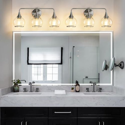 Brushed Nickel Bathroom Vanity Light 3 Lights Bathroom Light Fixtures Over Mirror with Clear Glass Shade 22.4 inch Wall Sconces Lighting Bath(Exclude E26 Bulb) - color: Brushed Nickel, size: 3 Light