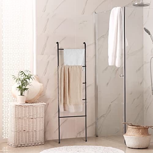 Blanket Ladder Black Towel Ladder for Bathroom Metal Blanket Rack for Living Room - color: Black