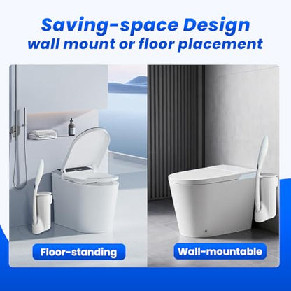 Toilet Cleaning Wand Holder (No Wand) 1 Caddy & 10 Packs Brush Refills Only, Disposable Brush Kit, Stand Toilet Starter Kit, Wall Mounted Storage Caddy, Refills Container for Cleaning Supplies - color: Pearl White