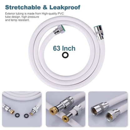 Extra Long Shower Hose - 63 Inches Extension for Bathing, Toilet Cleaning, Dogs, Bathroom - White Handheld Shower Head Hose - color: White, size: 63inch