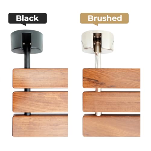 DIYHD 20" Burmese Teak Wood Wall Mounted Folding Shower Bench, Black | Premium Solid Teak Wood with Stainless Steel Bars, 330 lbs Capacity, 14” W x 20” D, Fits 16” Stud Spacing - size: 20"-Black