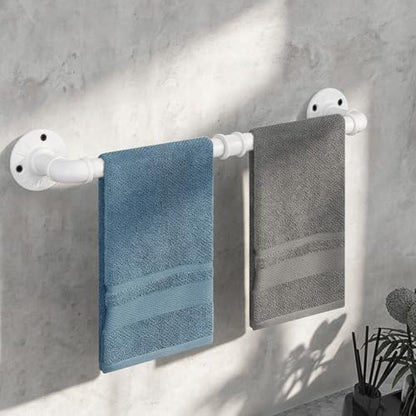 Industrial Pipe Towel Rack Towel Bar, Heavy Duty Wall Mounted Rustic Farmhouse Bath Towel Holder for Bathroom (White, 18 inch) - color: White, size: 18 inch