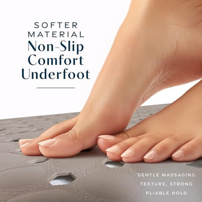 SlipX Solutions 39"x16" Power Grip Non Slip Bathtub Shower Mat, Tan | Stronger Wet Surface Protection, Soft Under Foot, 265+ Suction Cups, Large Drainage Holes - color: Solid Tan