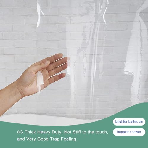 54x78 Stall Shower Curtain Liner, Clear Plastic 8G Heavy Duty Thick Waterproof 54 x 78 Shower Curtain with 3 Weighted Magnets and 9 Rustproof Grommets - color: 8g-clear, size: 54"W x 78"L (Pack of 1)