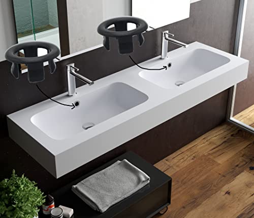 Alovexiong 4 Pack Bathroom Basin Sink Round Hole Trim Overflow Cover Rings Hole Insert in Cap Hollow Ring Triangle for Hole Diameter Replacement Ceramic Pots for Home,Sink,Bathroom,Kitchen (Black) - color: 4 Pack Round Black